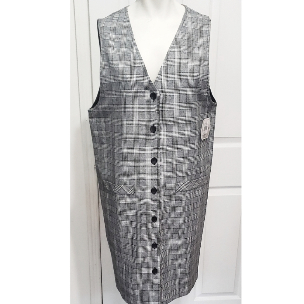 Baxter & Wells gray long plaid vest